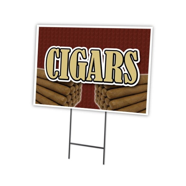 Cigars Yard Sign & Stake outdoor plastic coroplast window, C-1824 Cigars